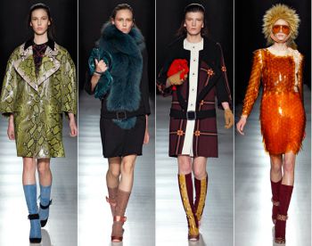Седмицата на модата в Милано есен-зима 2011/12 започна с експлозия от цветове, смели реализирани идеи и луксозни материи и аксесоари   