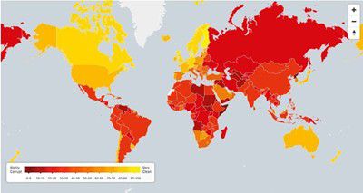 България се нарежда на 69-то място по корупция за 2015 г. сред 168 държави 