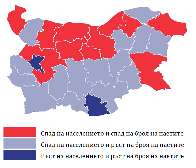 Броят на наетите в Северна България намалява и през 2015 г. 