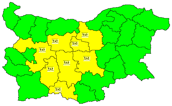 Жълт код в 8 области, дъжд и днес в Русе