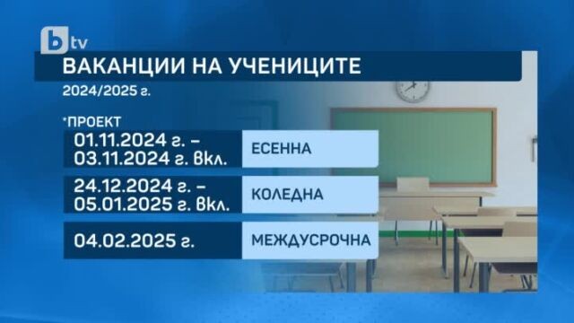 МОН обяви ваканциите за новата учебна година